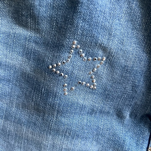Seven 7 Womens Raw Hem Blue Weekend Denim Star Print Shorts Size 12 - Picture 7 of 9